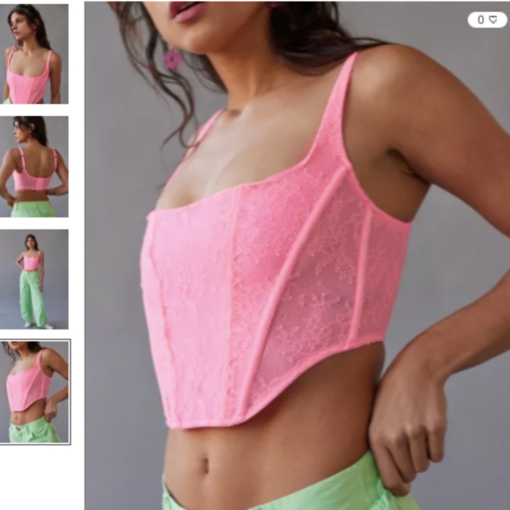 NWT Hot Pink URBAN OUTFITTERS Lovestruck Lace Corset